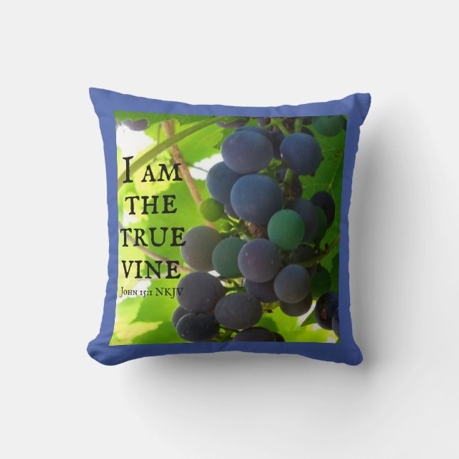 Photo of Purple Grapes Gospel of John Bible Verses Throw Pillow (Front)