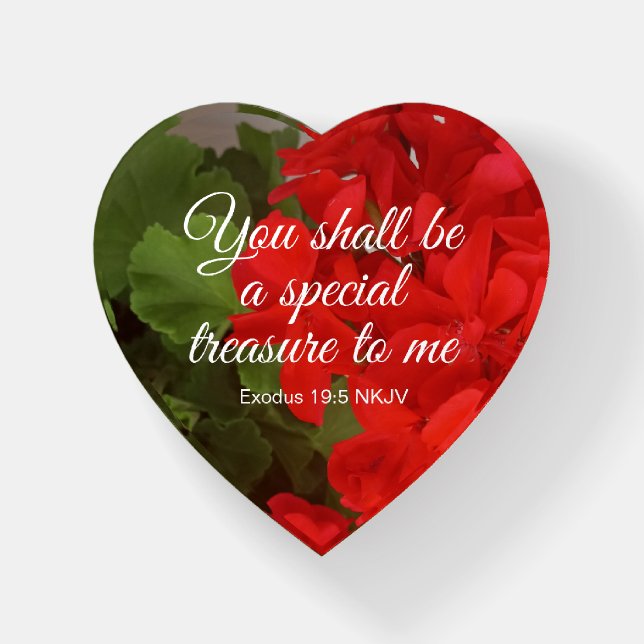 Photo of Red Flowers Bible Verse Special Treasure Paperweight (Front)