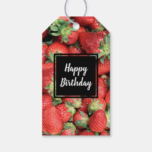 Photo of Red Juicy Strawberries Birthday Gift Tags