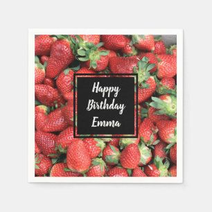 Photo of Red Juicy Strawberries Birthday Napkins