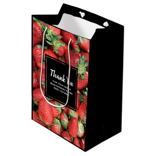 Photo of Red Juicy Strawberries Business Thank You Medium Gift Bag