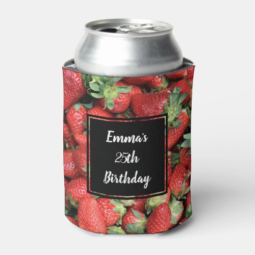 Photo of Red Juicy Strawberries Can Cooler