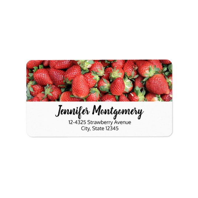 Photo of Red Juicy Strawberries Label (Front)