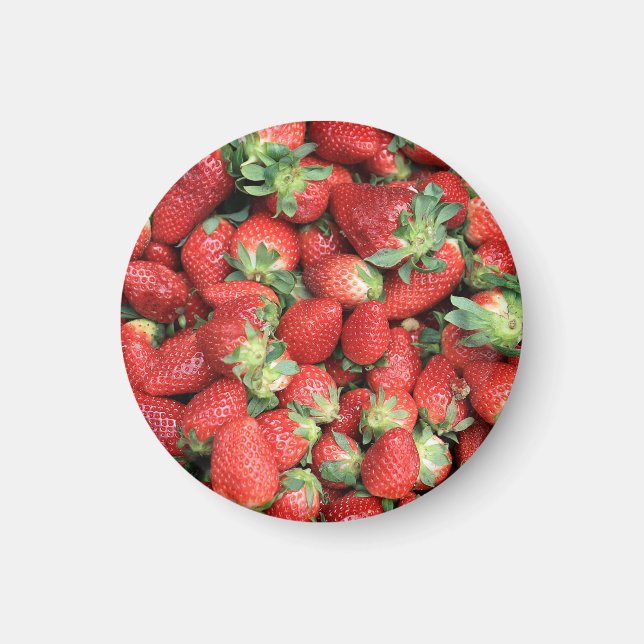  Photo of Red Juicy Strawberries Magnet (Front)