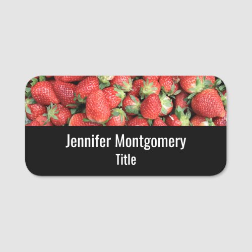 Photo of Red Juicy Strawberries Name Tag