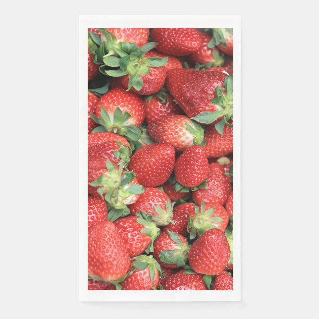 Photo of Red Juicy Strawberries Paper Guest Towels (Front)
