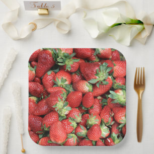 Photo of Red Juicy Strawberries Paper Plates