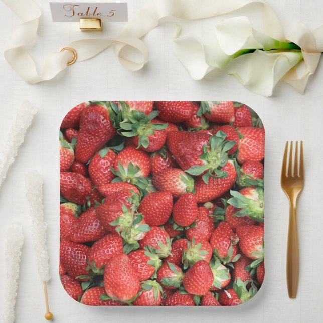 Photo of Red Juicy Strawberries Paper Plates (Wedding)