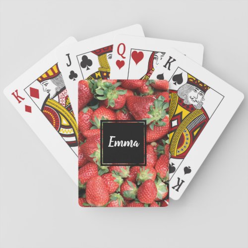 Photo of Red Juicy Strawberries Playing Cards