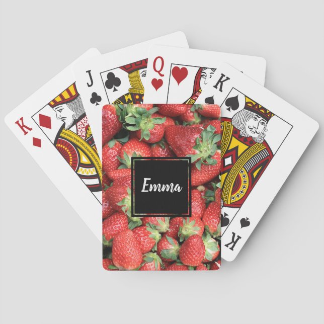 Photo of Red Juicy Strawberries Poker Cards (Back)