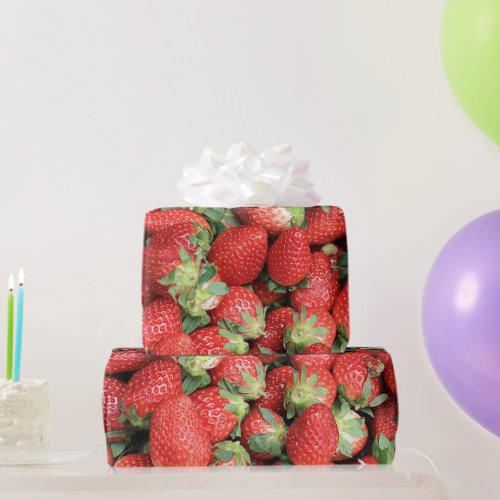 Photo of Red Juicy Strawberries Wrapping Paper