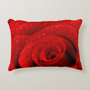 Photo of Red Rose Background Accent Pillow