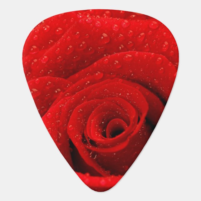 Photo of Red Rose Background Guitar Pick (Front)