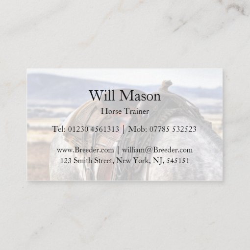 Photo of Saddle & Horse Trainer Business Card Zazzle