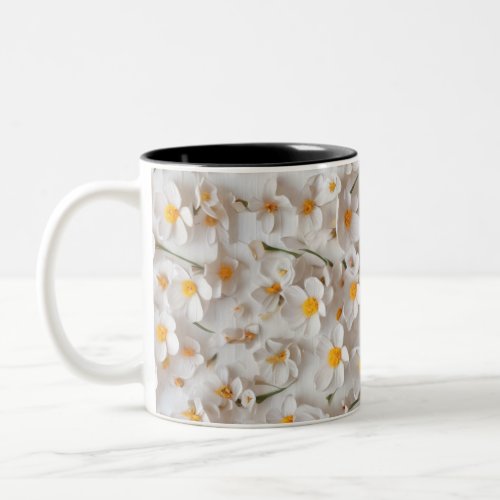 Photo of seamless pattern of small white flowers Two_Tone coffee mug