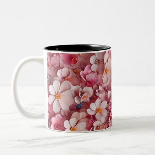 Photo of seamless pink and white flowers Two_Tone coffee mug