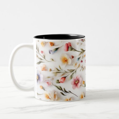 Photo of small colorful flowers Two_Tone coffee mug