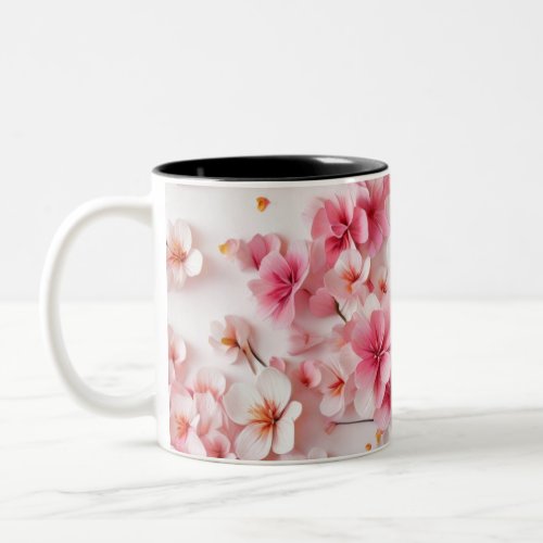 Photo of small pink and white flowers Two_Tone coffee mug