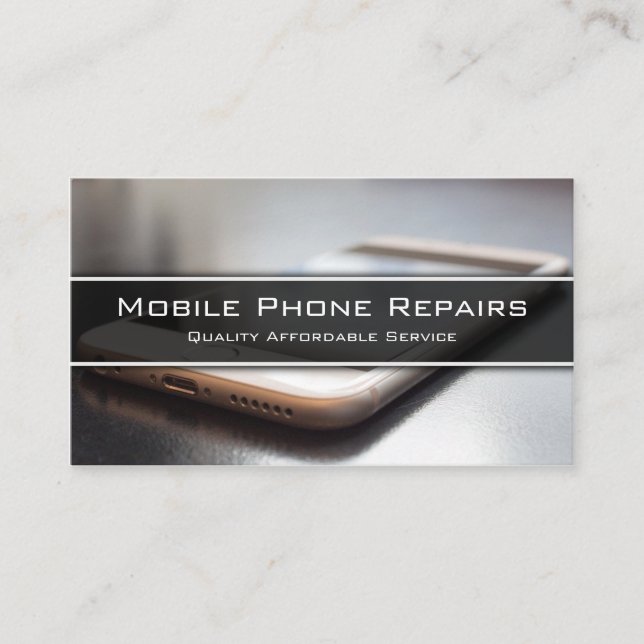Photo of Smart Phone on Desk - Business Card (Front)