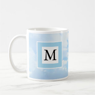 Photo of Soft Blue Sky Custom Single Initial Coffee Mug