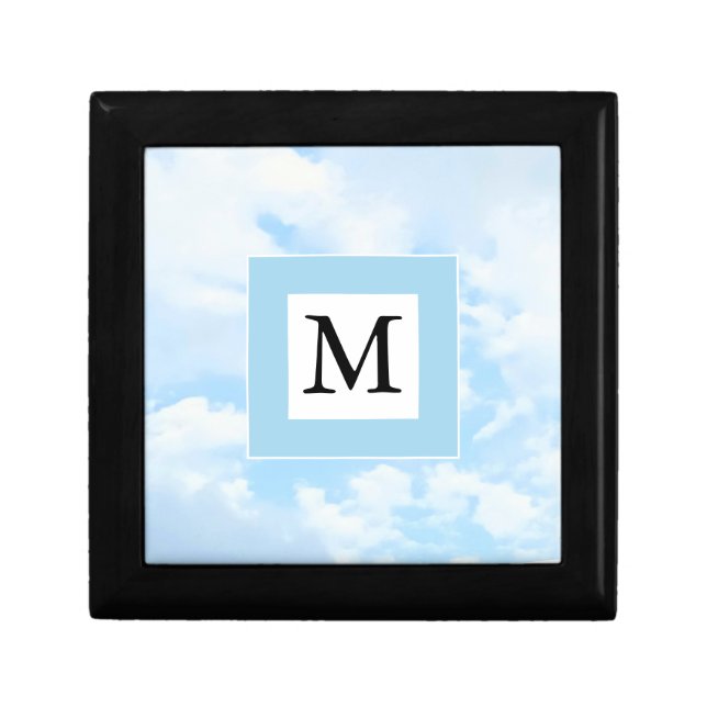 Photo of Soft Blue Sky Custom Single Initial Gift Box (Front)