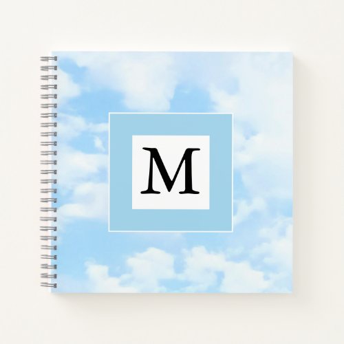 Photo of Soft Blue Sky Custom Single Initial Notebook