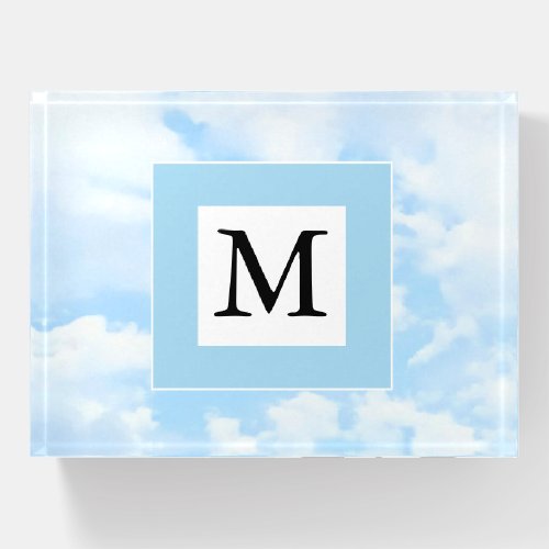 Photo of Soft Blue Sky Custom Single Initial Paperweight