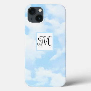 Photo of Soft Blue Sky Fancy Letter Single Initial iPhone 13 Case