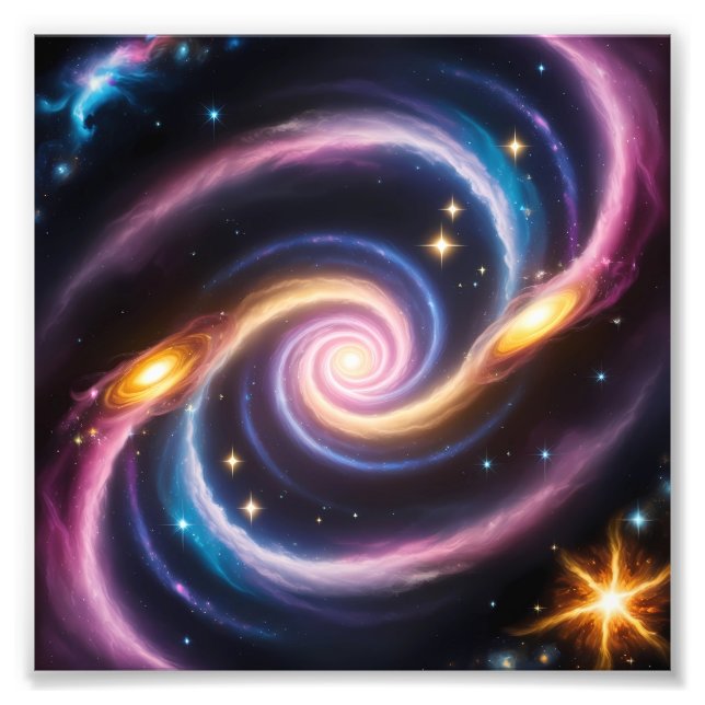 Photo of stars and galaxies of different colors (Front)