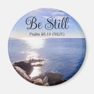 Photo of Still Blue Ocean Bible Verse Know God Magnet