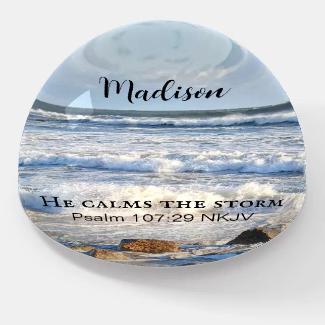 Photo of Stormy Sea He Calms the Storm Bible Verse Paperweight | Zazzle
