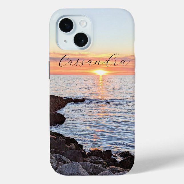 Photo of Sun and Ocean Golden Sunset Name Case-Mate iPhone Case (Back)