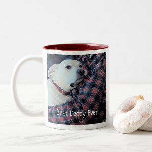 Photo of Sweet White Dog with Daddy Father's Day Two-Tone Coffee Mug