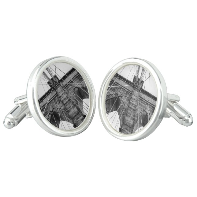 Photo of the Brooklyn Bridge in NYC Cufflinks (Angled)
