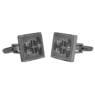 Photo of the New York City Skyline Landscape Gunmetal Finish Cufflinks