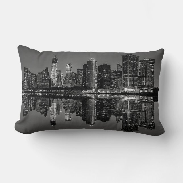 Photo of the New York City Skyline Landscape Lumbar Pillow (Front)