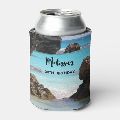 Photo of Tropical Island Coast  Sea Birthday Can Cooler