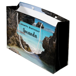 Photo of Tropical Island Coast & Sea Birthday Large Gift Bag