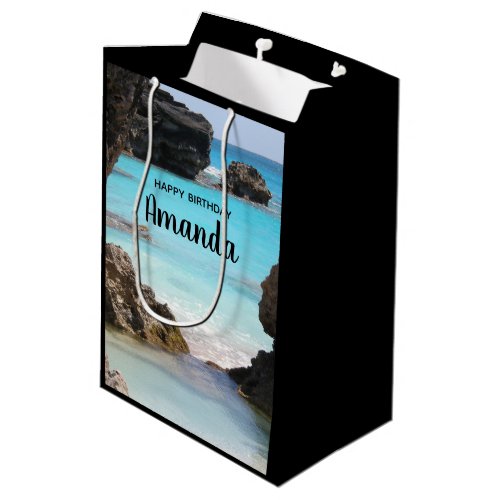 Photo of Tropical Island Coast  Sea Birthday Medium Gift Bag