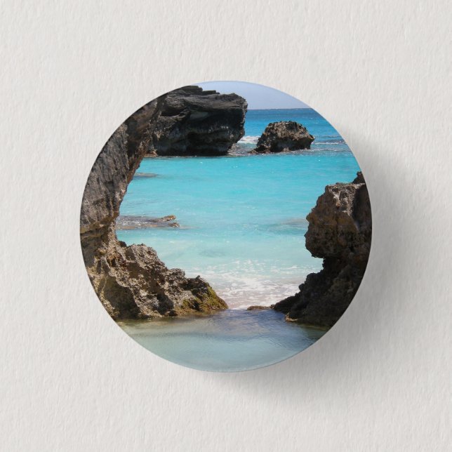 Photo of Tropical Island Coast & Sea Button (Front)