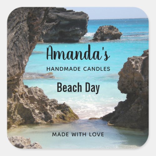 Photo of Tropical Island Coast  Sea Candle Biz Square Sticker