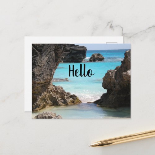 Photo of Tropical Island Coast  Sea Hello Postcard