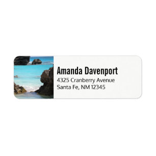 Photo of Tropical Island Coast & Sea Label
