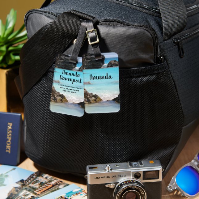 Photo of Tropical Island Coast & Sea Luggage Tag (Front & Back)