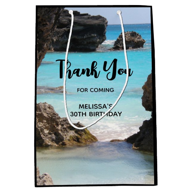 Photo of Tropical Island Coast & Sea Thank You Medium Gift Bag (Front)