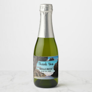 Photo of Tropical Island Coast & Sea Thank You Sparkling Wine Label