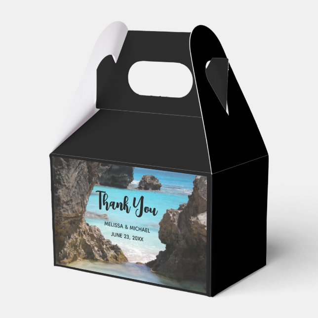 Photo of Tropical Island Coast & Sea Wedding Favor Boxes (Front Side)