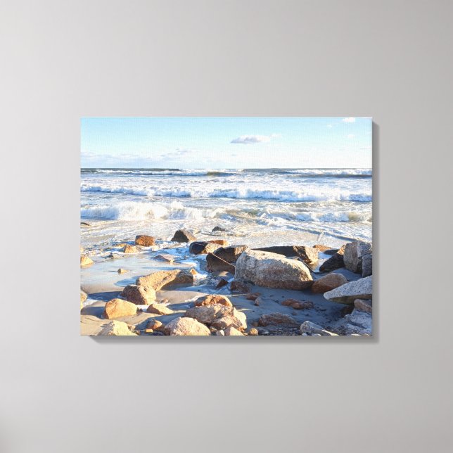 Photo of Waves at Atlantic Ocean Seashore Canvas Print (Front)