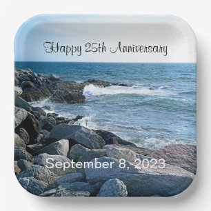 Photo of Wavy Atlantic Ocean 25th Anniversary Paper Plates