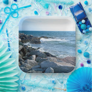 Photo of Wavy Atlantic Ocean Blue Party Paper Plates